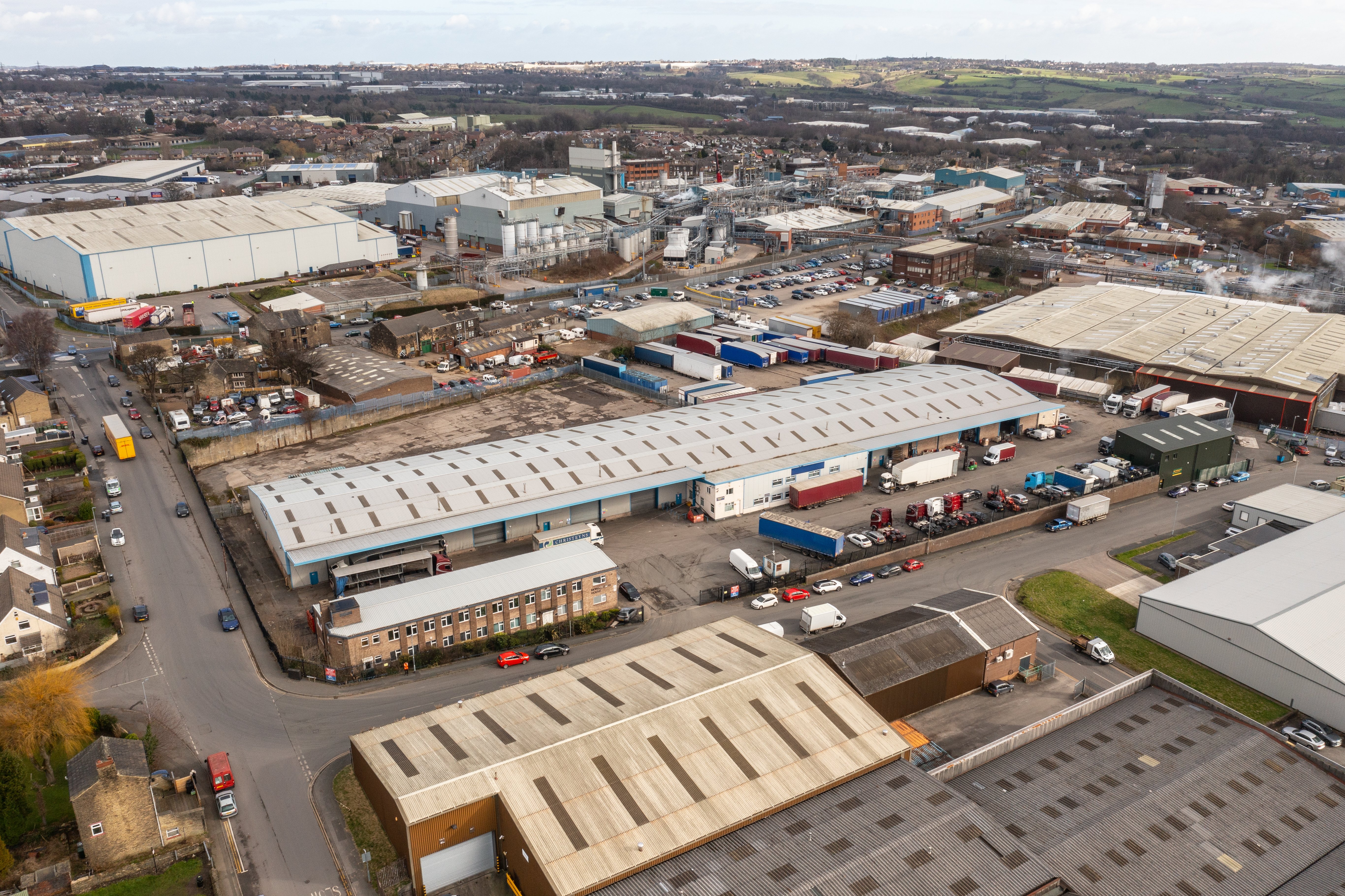 aerial shot of Property Alliance Group's Morley Carr industrial facility in Bradford 